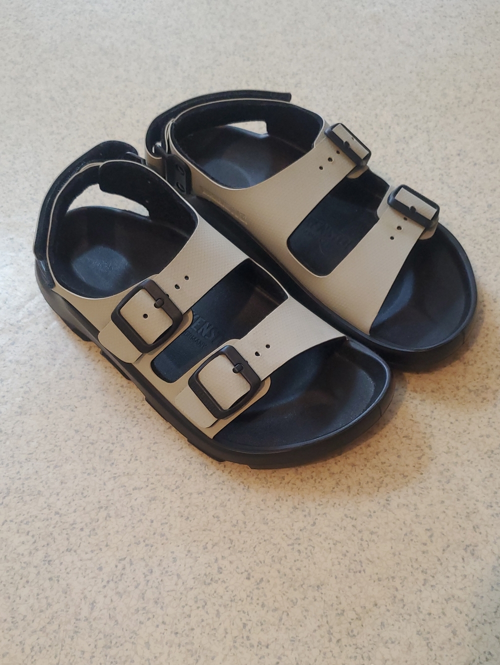 Birkenstock Womens Adjustable Double-Strap Sandals in Beige and Black